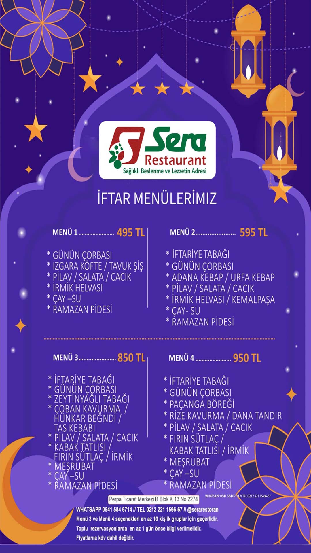Sera Restaurant İftar Menüsü
